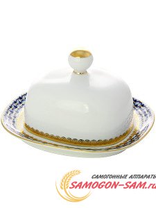 Фарфоровая масленка форма Прямоугольная рисунок Кобальтовая сетка Императорский фарфоровый завод фото 1 — Samogon-sam.ru